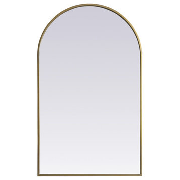 Metal Frame Arch Mirror 24X40 Inch, Brass