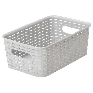 Plastic Rattan Storage Box Basket Organizer, Gray, Small-Pack of 1