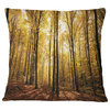 Setting Sun Over Dense Fall Forest Modern Forest Throw Pillow, 16"x16"