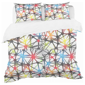 Triangular Black and White Lined 3D Illustration Modern Bedding, Twin
