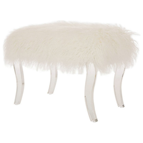 24.02"L Faux Fur Acrylic Bench