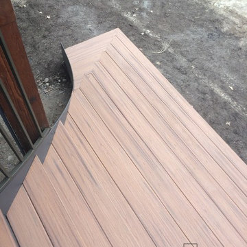 Curved Trex Tiki Torch Deck and Cedar Pergola