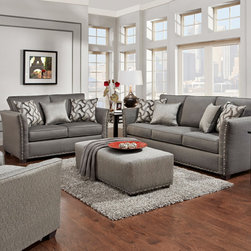 Technique Charcoal Sofa Set - Living Room Furniture Sets