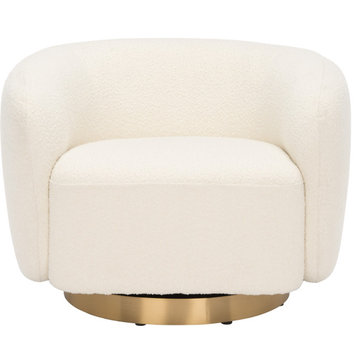 Bernard Swivel Chair, Ivory, Gold