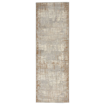 Calvin Klein CK950 Rush 2'3" x 7'3" Ivory/Taupe Modern Indoor Area Rug