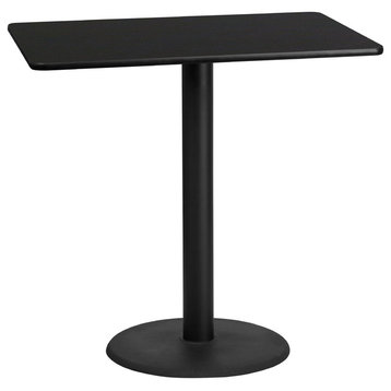Flash 30'' x 48'' RectLaminate Table Top/24'' Round Bar Table Base, BK