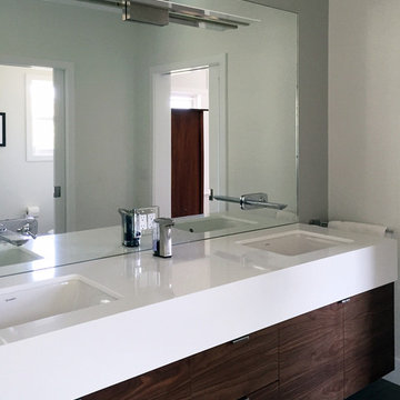custom floating walnut vanity