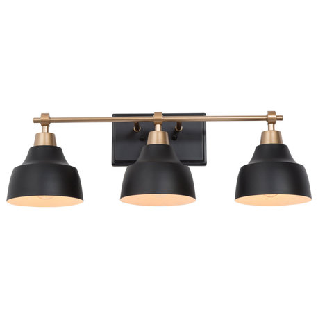 LNC 4-Light Modern Matte Black & Polished Gold Dome Vanity Lights for Bathroom, 3 Lights