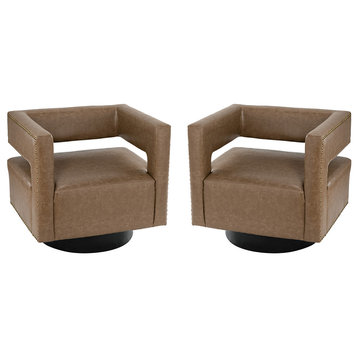 Swivel Barrel Chair- Set of 2, Taupe