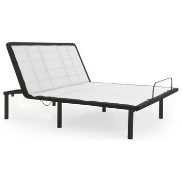 Pemberly Row Metal Model W Adjustable Full Bed Base in Black