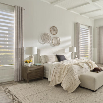 Bedroom Banded Shades with Drapes