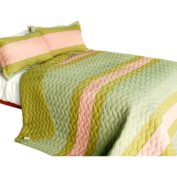 By the Sea 3PC Vermicelli-Quilted Patchwork Quilt Set (Full/Queen Size)