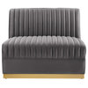 Sanguine Channel Velvet Modular Sectional Sofa Armless Chair, Gray