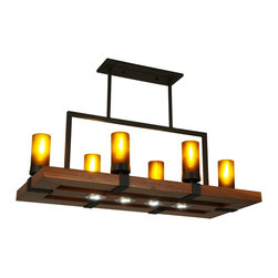 Meyda - 38 Long Grand Terrace 6 Light Oblong Chandelier - Kitchen Island Lighting