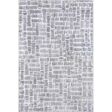 nuLOOM Mitzi Abstract Lines Machine Washable Area Rug, Light Gray 5' x 8'