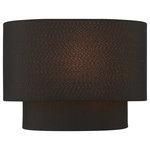 Livex Lighting - Livex Lighting Sentosa 1-Light Black Sconce - The one-light black finish Sentosa ADA wall sconce has a modern and retro appeal. The hand-crafted black fabric hardback drum shades are set off by an inner silky orange fabric which creates a versatile effect. Perfect fit for the living room, dining room, kitchen or bedroom.