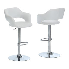 Monarch Specialties - Barstool, White/Chrome Metal Hydraulic Lift - Bar Stools and Counter Stools