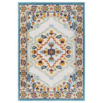 Vintage Floral Persian Medallion 5x8 Indoor and Outdoor Area Rug