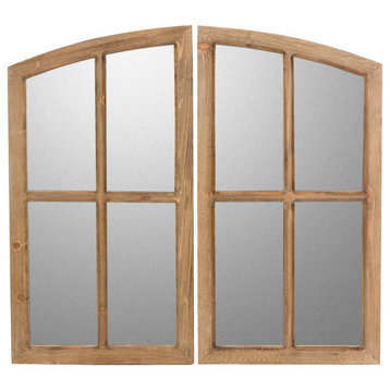 Jolene Arch Window Pane Mirrors (Set of 2) - Walnut 27"H