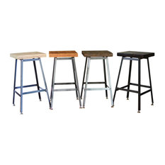 Barnxo - Reclaimed Urban Wood Bar Stools, Set of 4 Stools, 25x16x16, Dark Walnut - Bar Stools and Counter Stools