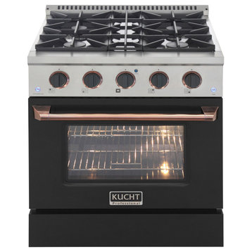 Kucht Professional 30" Stainless Steel Natural Gas Range in Rose Gold and Silver