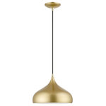 Livex Lighting - Livex Lighting 1 Light Soft Gold Pendant - The modern, minimal Amador teardrop pendant features a soft gold finish shade with a shiny white finish inside. Polished brass finish accents complete the look.