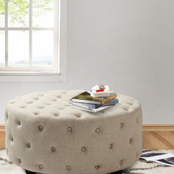 Savannah Round Entryway Bench, Antique White - Products