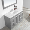 Naples Vanity in Gray with Carrara White Marble Countertop, 48", With Mirror