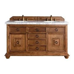 60 inch Double Sink Bathroom Vanity Cinnamon Finish Optional Countertop - Bathroom Vanities And Sink Consoles