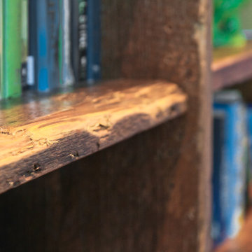 Rustic Wood Built-In Shelving Detail – North Shore MA