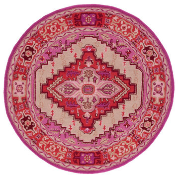 Safavieh Bellagio Collection BLG545A Rug, Red Pink/Ivory, 3' x 3' Round
