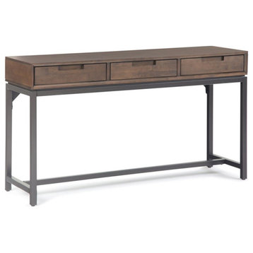 Banting 54" W SOLID HARDWOOD and Metal Industrial Console Table in Walnut Brown