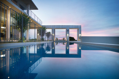 Inspiration for a large contemporary backyard rectangular lap pool in Perth.