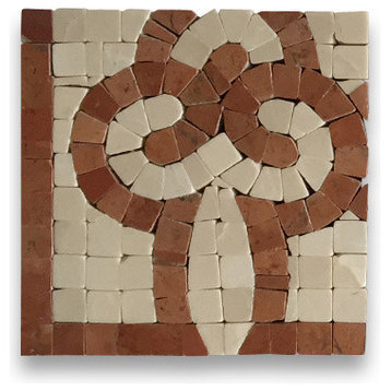 Marble Mosaic Border Bathroom Decorative Tile Posy Rojo 4x4 Polished, 1 piece