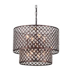 Marya 8-Light Antique Copper Round Double Beaded Drum Glam Crystal Chandelier