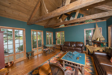 Inspiration for a rustic family room remodel in Other