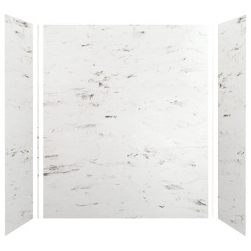 Transolid SaraMar 60"x36"x72" 3-Piece Shower Wall Kit, White Venito Velvet
