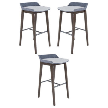Home Square 30" Wooden Bar Stool in Gray and Umber - Set of 3