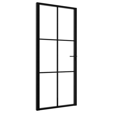 vidaXL Glass Door Interior Door with Alloy Handle ESG Glass and Aluminum Black