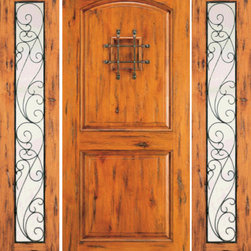 Prehung Door with Two Sidelites, Entry, Knotty Alder, Speakeasy - Front Doors