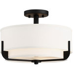 Nuvo Lighting - Nuvo Lighting 60/6545 Frankie - 3 Light Semi-Flush Mount - Frankie; 3 Light; Semi-Flush; Aged Bronze Finish wFrankie 3 Light Semi Aged Bronze White Gl *UL Approved: YES Energy Star Qualified: n/a ADA Certified: n/a  *Number of Lights: Lamp: 3-*Wattage:100w A19 Medium Base bulb(s) *Bulb Included:No *Bulb Type:A19 Medium Base *Finish Type:Aged Bronze