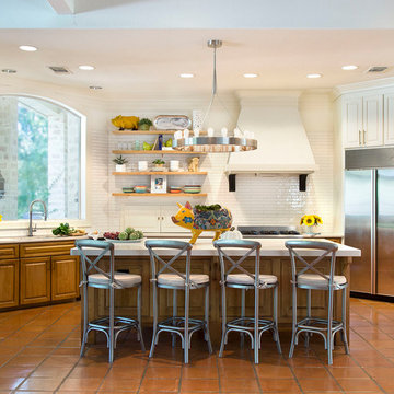 Two-Tone Kitchen with Dover White Uppers and Stained Lower Cabinets