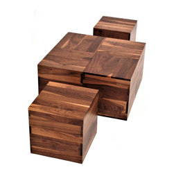 Multifunctional Walnut Cube - Side Tables And End Tables