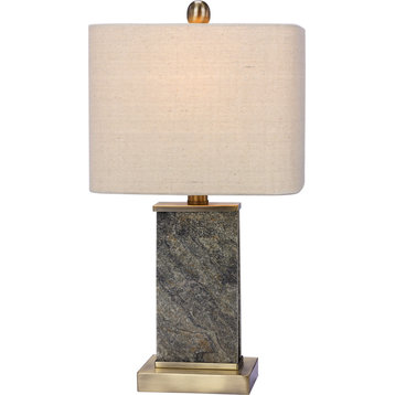 W-8971 Table Lamp - Natural Stone, Antique Brass