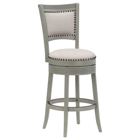 Hillsdale Lockefield Wood Swivel Stool, Nail Head, Aged Gray, Bar Height