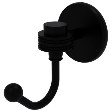 Satellite Orbit One Robe Hook With Dotted Accents, Matte Black