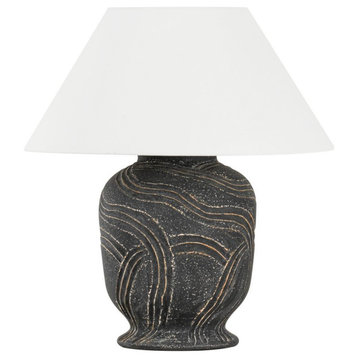 Pecola Table Lamp, Patina Brass/Ceramic Windswept Brass