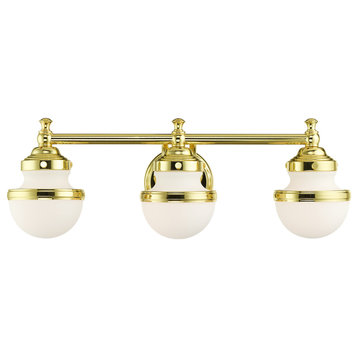 Livex Lighting Oldwick 3 Light Polished Brass Vanity Sconce