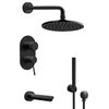 Matte Black Tub and Shower System with 8" Rain Shower Head and Hand Shower