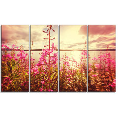 Designart Blooming Purple Flowers in Meadow Large Flower Canvas